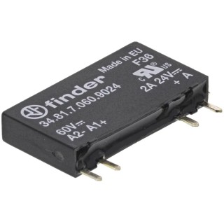 Finder 34 Series Solid State Relay, 6 A Load Current, PCB Mount, 24 V DC Load, 60 V DC Control 34.81.7.060.9024
