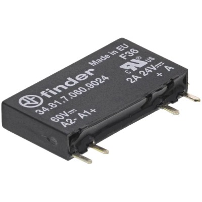 Finder 34 Series Solid State Relay, 6 A Load Current, PCB Mount, 24 V DC Load, 60 V DC Control 34.81.7.060.9024