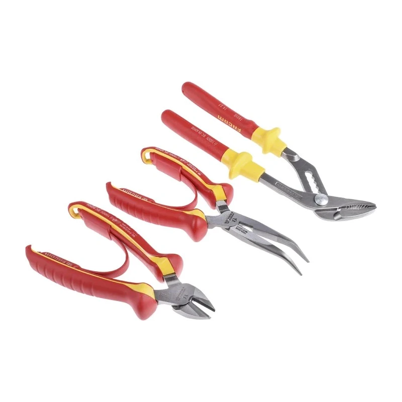 Facom 3-Piece 1000 V Insulated Plier Set Includes Cutters, Long Nose Pliers, Water Pump Pliers VE.A3