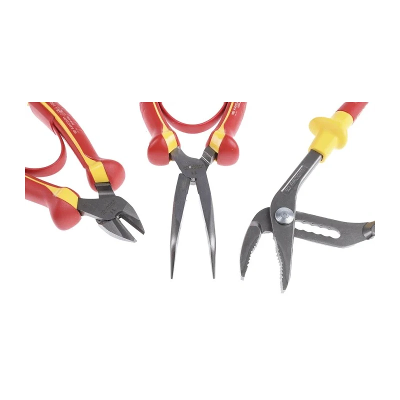 Facom 3-Piece 1000 V Insulated Plier Set Includes Cutters, Long Nose Pliers, Water Pump Pliers VE.A3