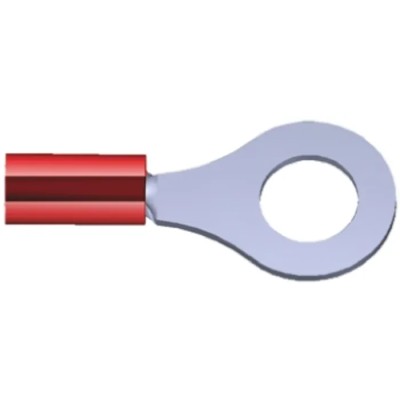 TE Connectivity PIDG Insulated Ring Terminal, M6 Stud Size, 22 AWG to 16 AWG Wire Size, Red 2-320571-4