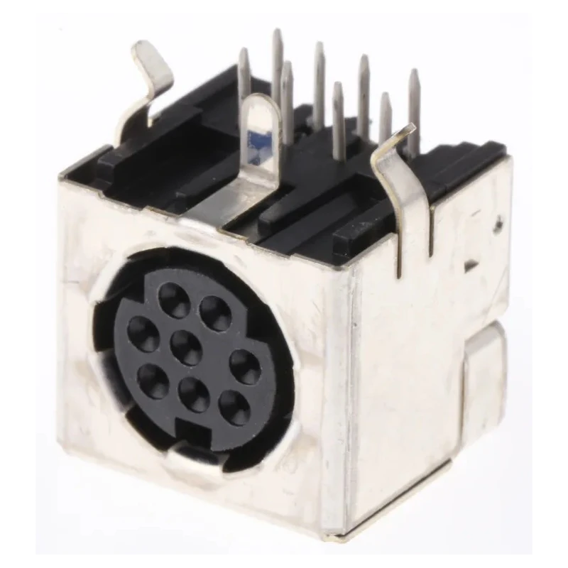 TE Connectivity Mini DIN 8 Pole Right Angle Miniature DIN Socket 1A 30V ac Keyed Through Hole Female 1658998-1