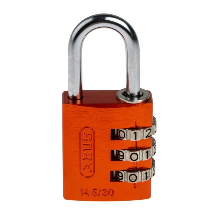 ABUS Combination Padlock Steel Aluminium Safety Padlock Weatherproof 5 mm Shackle 3 mm Body 145/30 Orange