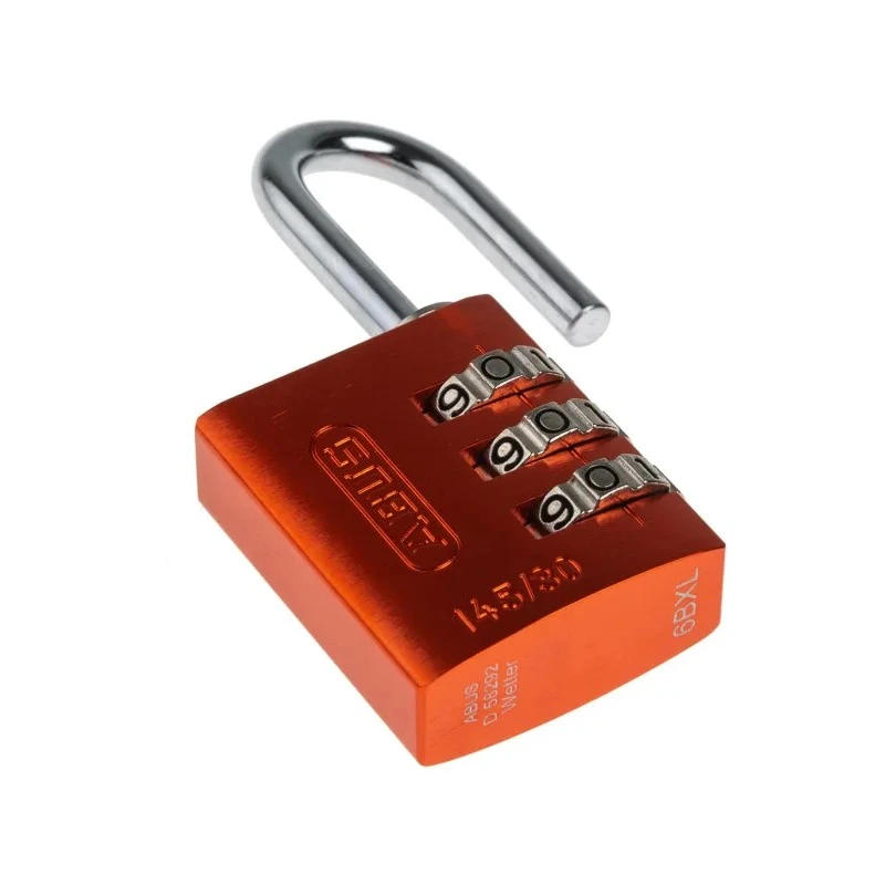ABUS Combination Padlock Steel Aluminium Safety Padlock Weatherproof 5 mm Shackle 3 mm Body 145/30 Orange