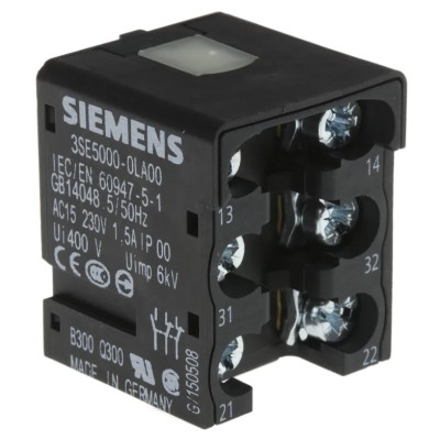 Siemens Contact Block 3SE5 Series 1 NO/2 NC Screw Terminal 3 Poles 3SE5000-0LA00