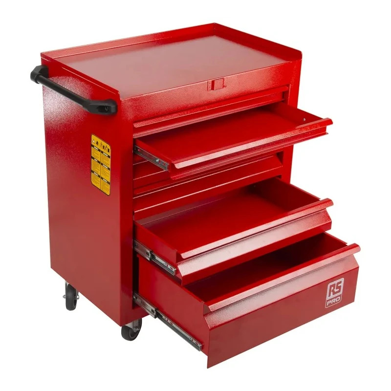 RS PRO 6 Drawer Wheeled Roller Cabinet Steel with Central Locking Mechanism and 75mm Diameter Wheels 753-1595