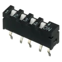 APEM Slide SIP Switch, Straight, Single in Line Actuator, Operation Force 800gf, Non-switching Rating 100mA 50Vdc SIP-04TV