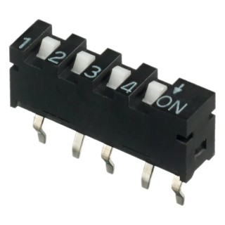 APEM Slide SIP Switch, Straight, Single in Line Actuator, Operation Force 800gf, Non-switching Rating 100mA 50Vdc SIP-04TV