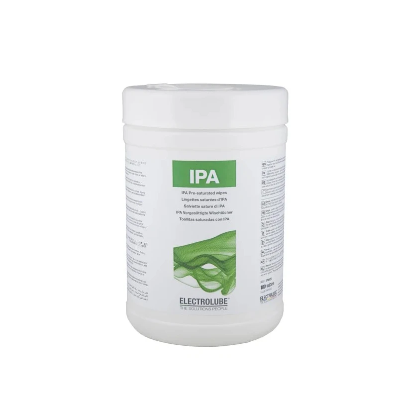 Electrolube IPA Pre-Saturated Cleaning Wipes Tub 70% Isopropanol 30% Demineralised Water IPA100