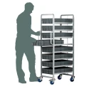 RS PRO 8 Tier Steel Rubber Trolley with Brakes, 600 mm Platform Length, 400 mm Platform Width, 250 kg Load 877-6799