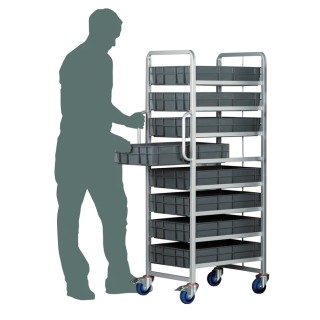 RS PRO 8 Tier Steel Rubber Trolley with Brakes, 600 mm Platform Length, 400 mm Platform Width, 250 kg Load 877-6799