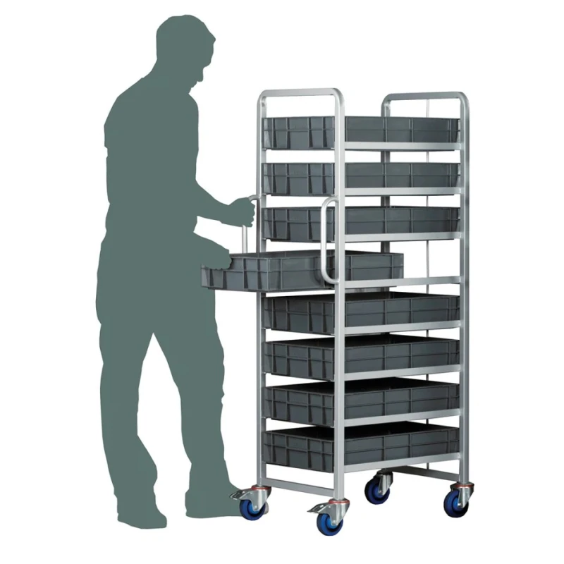 RS PRO 8 Tier Steel Rubber Trolley with Brakes, 600 mm Platform Length, 400 mm Platform Width, 250 kg Load 877-6799
