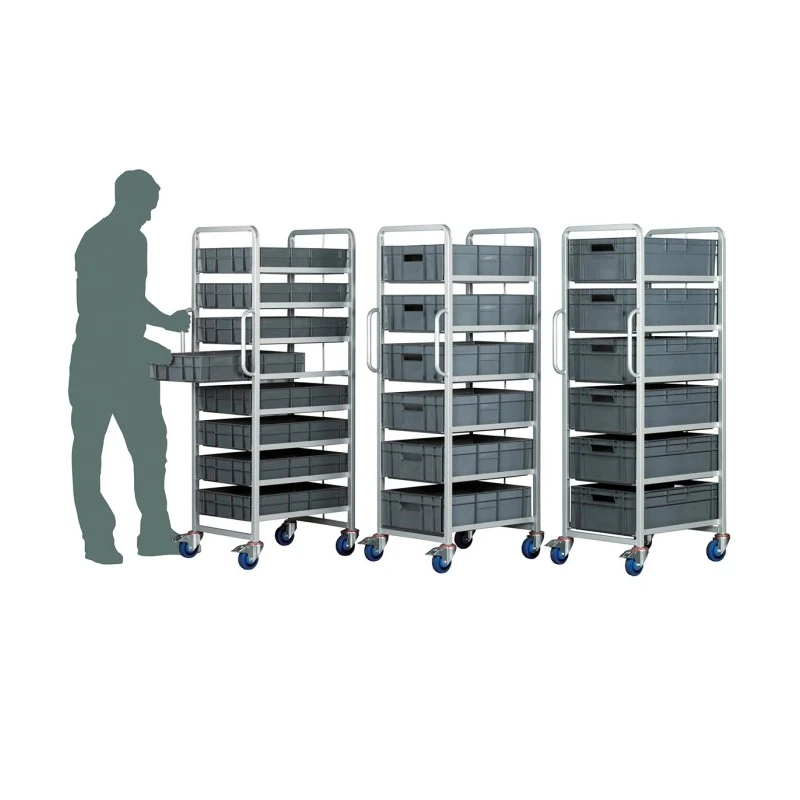 RS PRO 6 Tier Steel Frame Rubber Wheel Shelf Trolley 600 mm Platform Length 400 mm Platform Width 250 kg Load 877-6809