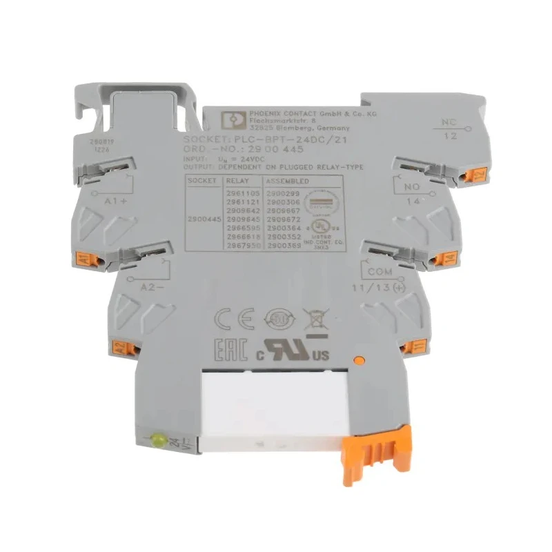Phoenix Contact Electromechanical Interface Relay DIN Rail Mount 24V DC Coil SPDT 10A Switching Current 2900306