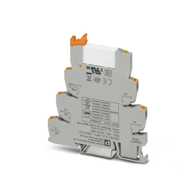 Phoenix Contact Electromechanical Interface Relay PLC-RPT-120UC/21 SPDT 110V AC/DC Coil 3.5mA Coil Current 10mA 2900304