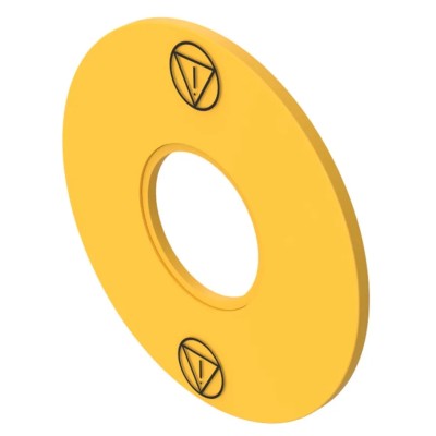 EAO Legend Plate Circular Plastic Yellow with EN ISO 13850 Symbol for 61 Series 61-9970.9