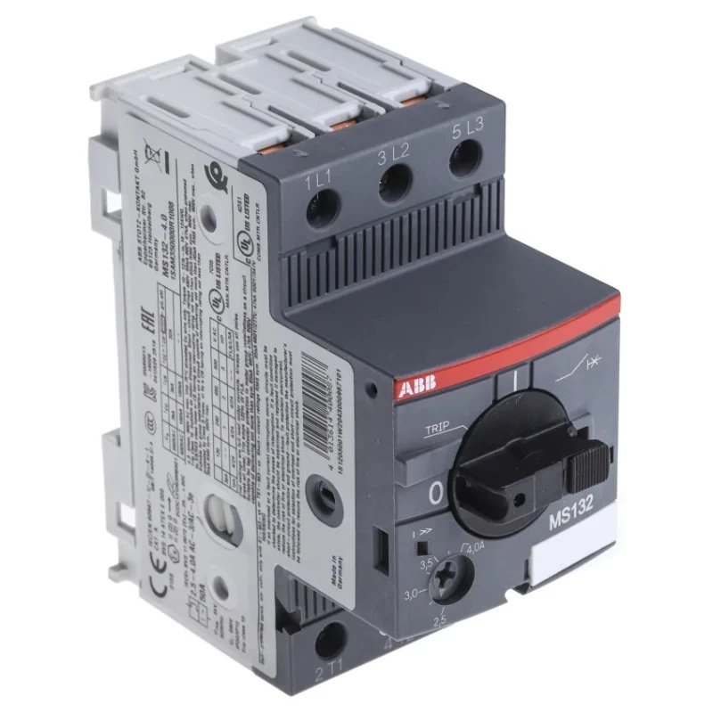 ABB Motor Protection Circuit Breaker 2.5A, 4A, 3 Pole, 600V, IP20 MS132 1SAM350000R1008 MS132-4.0