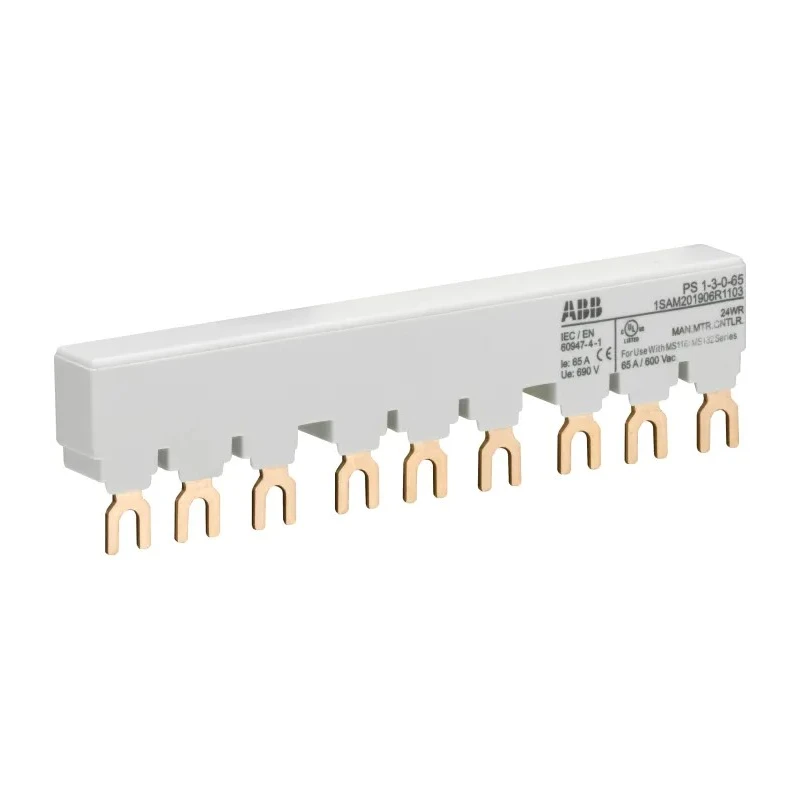 ABB PS1 3 Phase Busbar 690 V AC, 250 V DC, 65A Current Rating, 17.5 mm Pitch 1SAM201906R1103 PS1-3-0-65