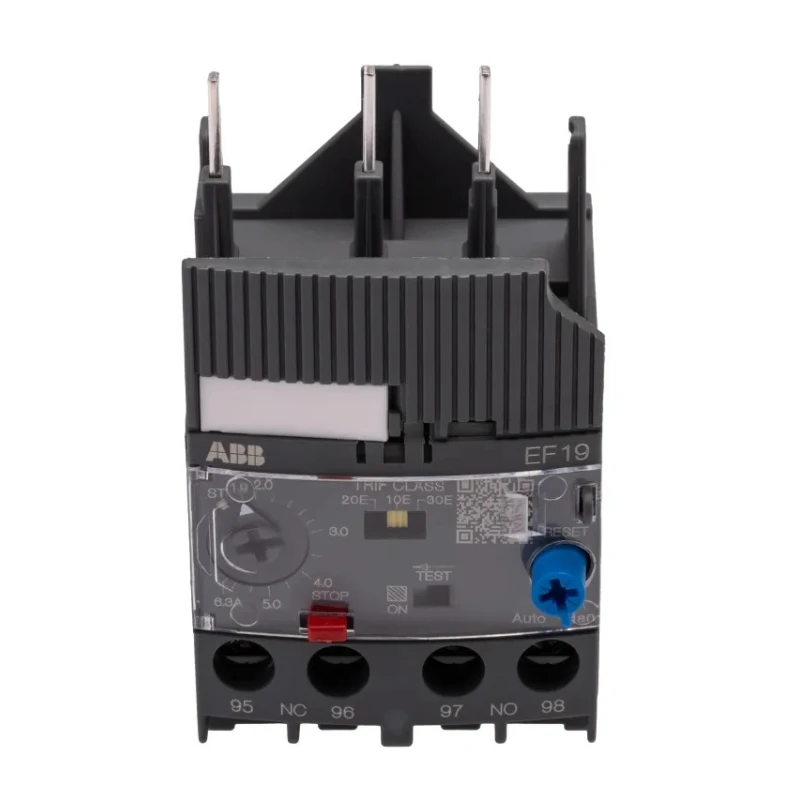 ABB Overload Relay 1 NO/1 NC, Adjustable Current 1.9 to 6.3A, 6.3A Contact Rating, 83W Power EF19