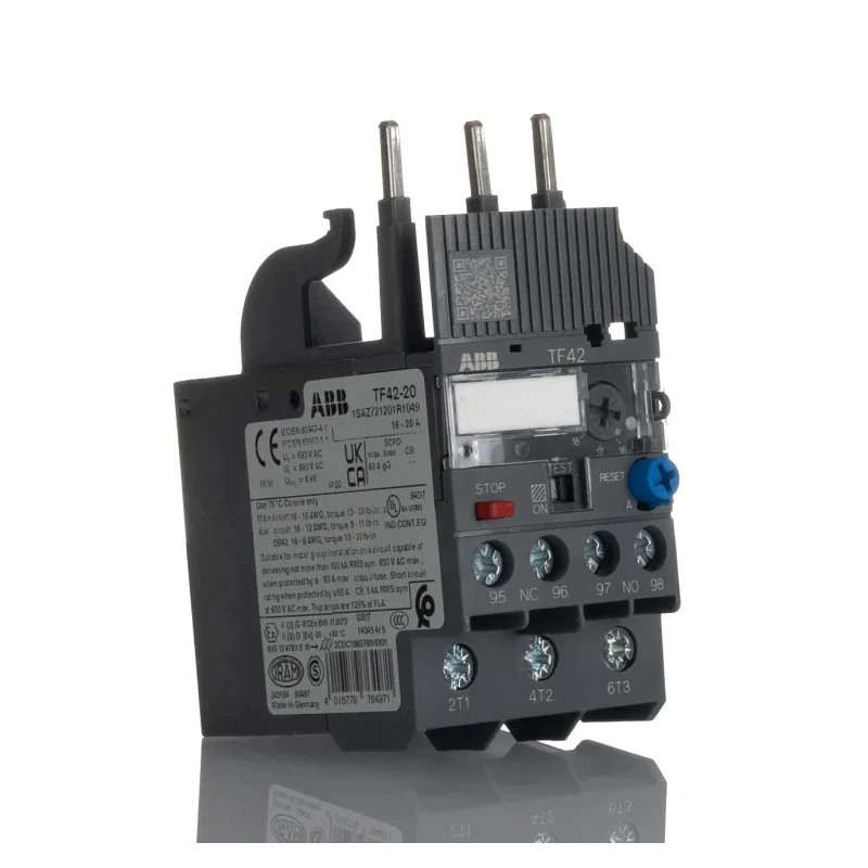 ABB Thermal Overload Relay 1 NO/1 NC 16A, 20 A F.L.C, 20A Contact Rating, 2.6W TF42