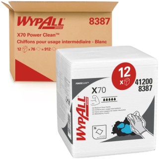 WYPALL WypAll® X70 Power Clean™ Industrial Dry Use Cloths 305 x 318 mm, Single Ply, Box of 76 8387003