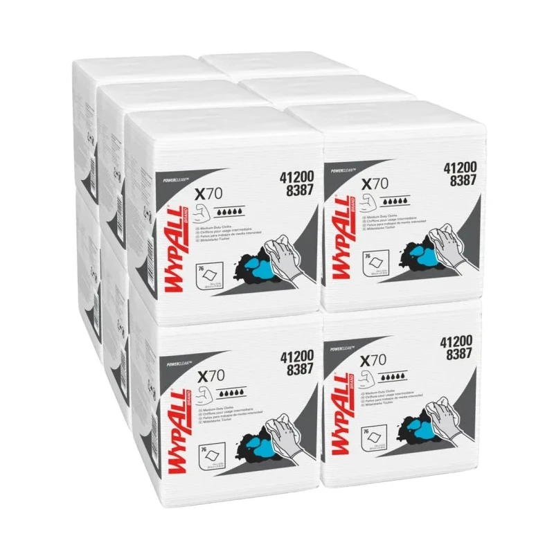 WYPALL WypAll® X70 Power Clean™ Industrial Dry Use Cloths 305 x 318 mm, Single Ply, Box of 76 8387003