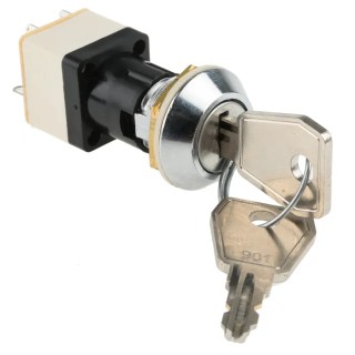 Lorlin IP67 Sealed Key Switch DPST 4A 2-Way 16mm 