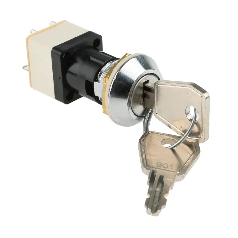 Lorlin IP67 Sealed Key Switch DPST 4A 2-Way 16mm 