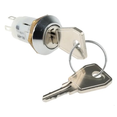 Lorlin 5A 3-Position SPCO Key Switch, Random Key, Fibreglass Reinforced Polyamide Housing SRL-5-F-D-2
