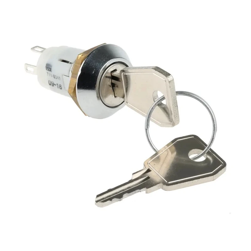Lorlin 5A 3-Position SPCO Key Switch, Random Key, Fibreglass Reinforced Polyamide Housing SRL-5-F-D-2