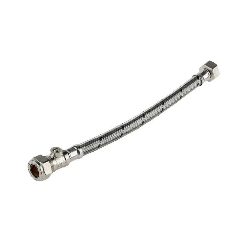 RS PRO Braided Flexible Tap Connector Hose Assembly, Female 1/2 in, 12 bar Pressure, 300 mm Length, Brass and EPDM 711-8464