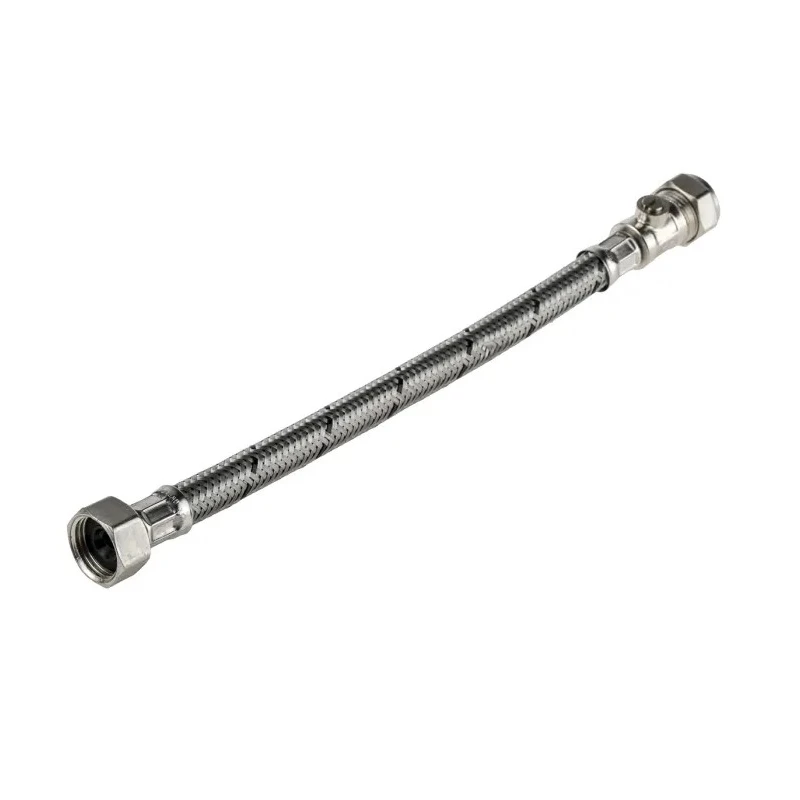 RS PRO Braided Flexible Tap Connector Hose Assembly, Female 1/2 in, 12 bar Pressure, 300 mm Length, Brass and EPDM 711-8464