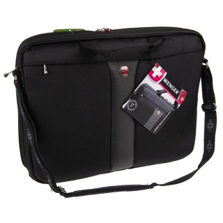 Wenger Legacy 17 in Black Nylon Briefcase Laptop Case with Double Compartments 600654