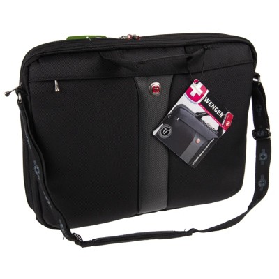 Wenger Legacy 17 in Black Nylon Briefcase Laptop Case with Double Compartments 600654
