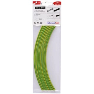 HellermannTyton Heat Shrink Tubing Green 3 mm Sleeve Diameter x 200 mm Length 3:1 Ratio 308-30316 HIS-3-BAG-3/1-PO-X-GNYE