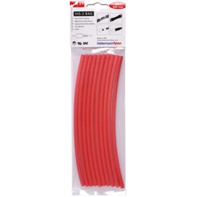 HellermannTyton Heat Shrink Tubing Red 6 mm Sleeve Diameter x 200mm Length 3:1 Ratio HIS-3 308-30611 HIS-3-BAG-6/2-PO-X-RD