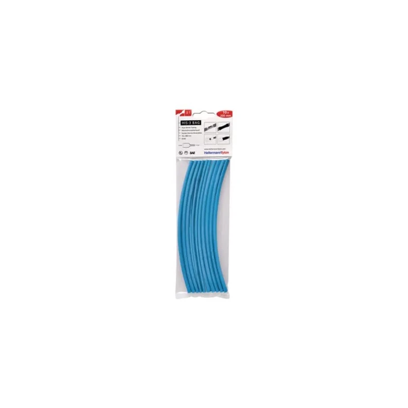 HellermannTyton Heat Shrink Tubing, Blue 6.4 mm Sleeve Diameter x 200 mm Length, 3:1 Shrink 308-30612 HIS-3-BAG-6/2-PO-X-BU
