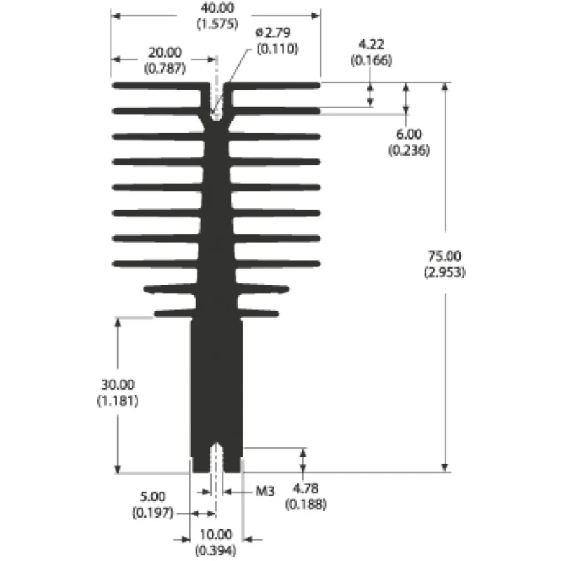 AAVID THERMALLOY Heatsink for Power Semiconductors 75 mm x 100 mm x 40 mm, Clip Fastening, 2.09 K/W Thermal 0S517/100/B