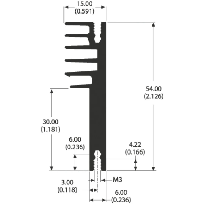 AAVID THERMALLOY Heatsink Power Semiconductors 54 mm Width 150 mm Length 15 mm Height Clip Fastening 3.43°C/W 0S565/150/B