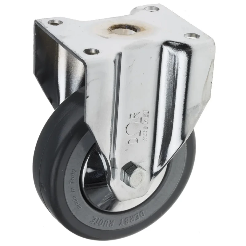 RS PRO Fixed Castor, 50 kg Capacity, 80 mm Wheel Diameter, Rubber Wheel, 109 mm Height 712-4853