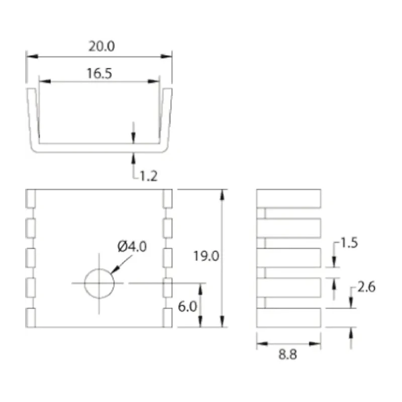 AAVID THERMALLOY TO-220 Packages Heatsink, Black Anodised Finish, 24°C/W Thermal Resistance, 19mm x 20mm x 8.8mm ML7G