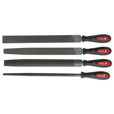 RS PRO 12 Inch 4 Piece Second Cut Engineers File Set with Ergonomic Handles 146-7308