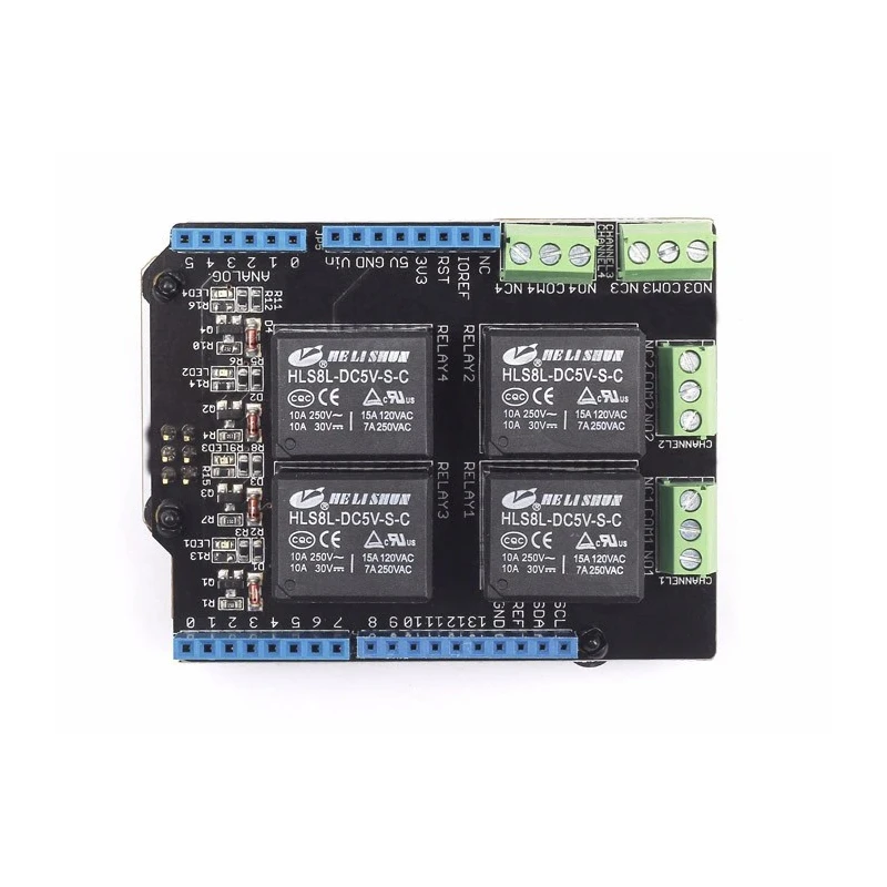 Seeed Studio Arduino Compatible Relay Shield with 4 High-Quality Relays 50VAC 30VDC 15A V3.0 103030009