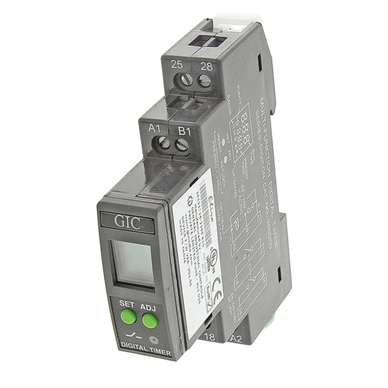 GIC Series DIN Rail Multifunction Timer Relay, 1-Contact, 240 V dc, 24 V/240 V ac, 0.1 s to 999 h V0DDT