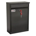 Securikey Black Galvanised Steel Mailbox 365 mm x 250 mm x 110 mm BSPB-FRONT250-RK