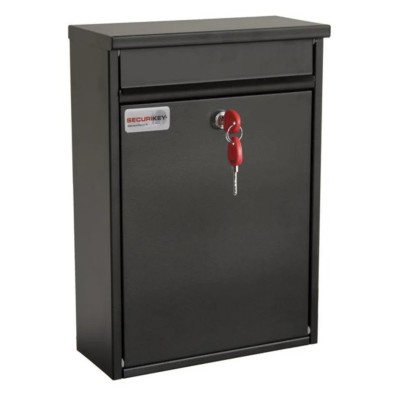Securikey Black Galvanised Steel Mailbox 365 mm x 250 mm x 110 mm BSPB-FRONT250-RK