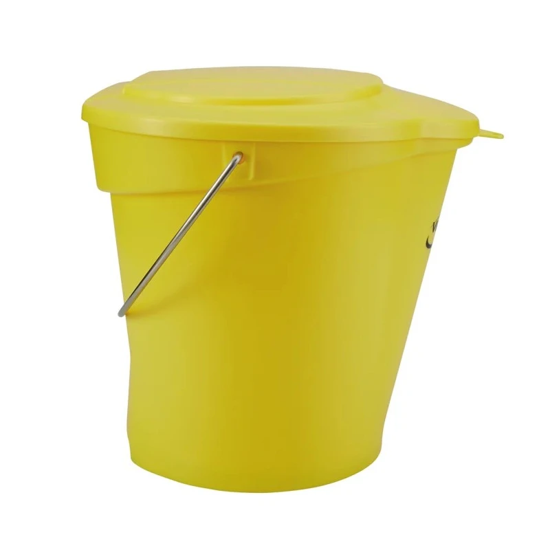 Vikan 12L Plastic Yellow Bucket Lid Hygienic Spill-Resistant with Clip System 56876