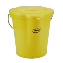 Vikan 12L Plastic Yellow Bucket Lid Hygienic Spill-Resistant with Clip System 56876