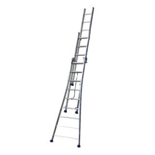 TUBESCA Aluminium 3-Section Aluminium Ladder Closed Height 3.49m Extended Height 6.01m Load Capacity 150kg Model 02443609