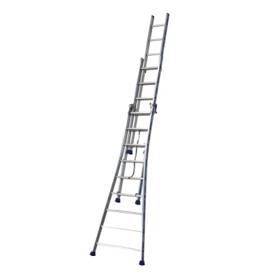 TUBESCA Aluminium 3-Section Aluminium Ladder Closed Height 3.49m Extended Height 6.01m Load Capacity 150kg Model 02443609